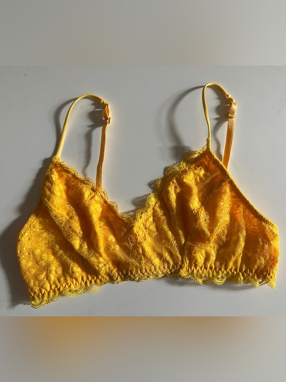 Yellow Lace Bralette with Adjustable Straps